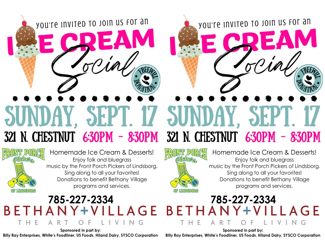 Bethany Village Ice Cream Social Sept. 17