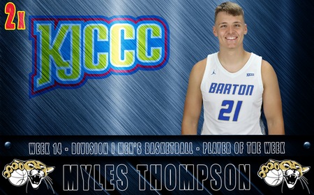 Barton CC’s Thompson Garners Week 14 KJCCC Men’s Basketball Player of the Week