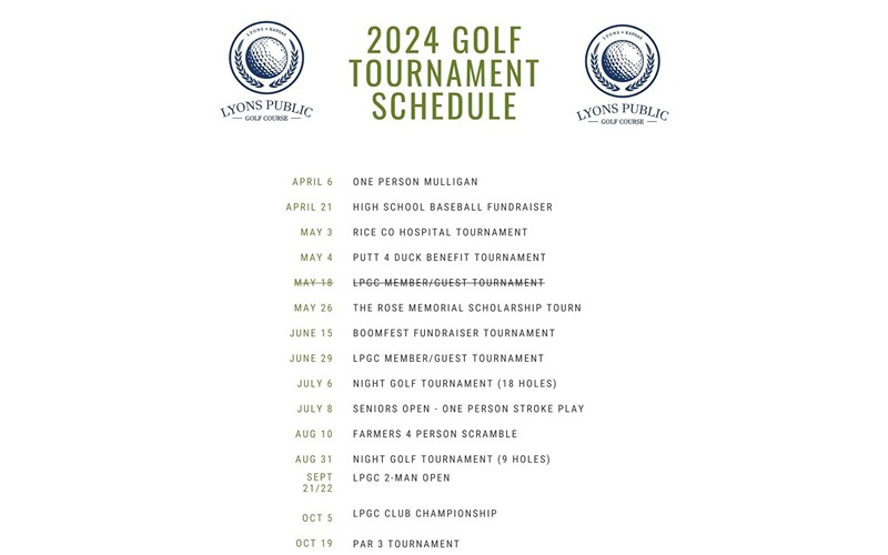 Lyons Public Golf Course Upcoming Events, Updates, League Registration Due May 8
