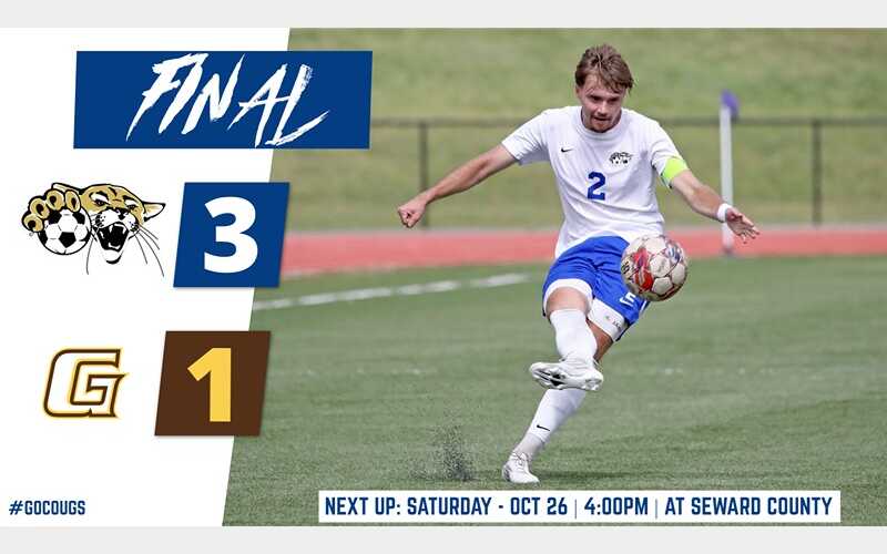 Men’s Soccer Cougars Move Into the Driver’s Seat with 3-1 Win at Garden City
