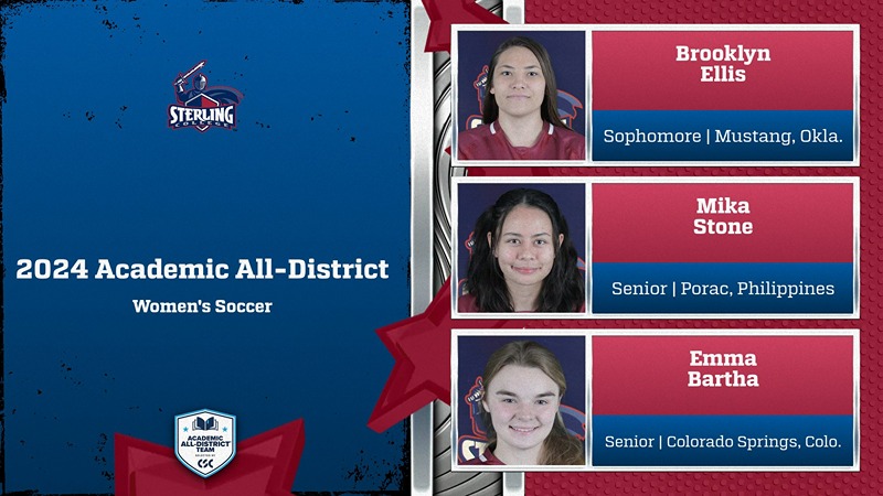 Sterling’s Bartha, Ellis, and Stone Named to 2024 College Sports Communicators Academic All-District Women’s Soccer Team