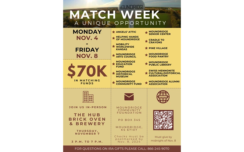 Moundridge Community Foundation Match Week Nov. 4-8