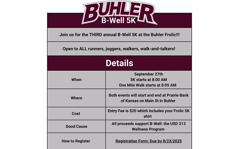 Join the B-Well Frolic 5K and One-Mile Walk at Buhler Frolic 2025