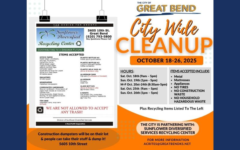 City of Great Bend and Sunflower Diversified Services Announce City Wide Clean Up Dates