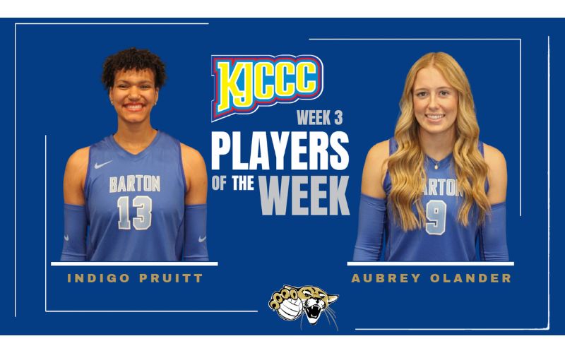Barton’s Pruitt and Olander named week three KJCCC Volleyball honors
