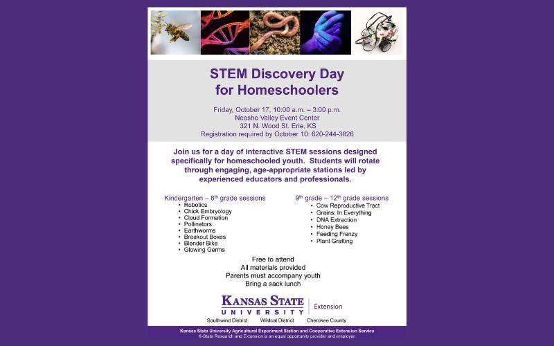 STEM Discovery Day for Homeschoolers Scheduled for October 17