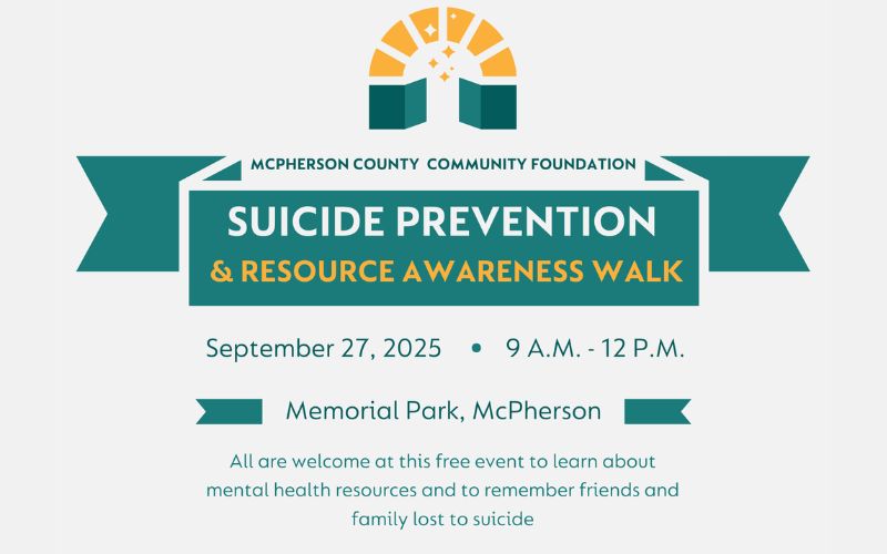 McPherson County Community Foundation Suicide Prevention and Awareness Walk Takes Place Saturday, Sept. 27