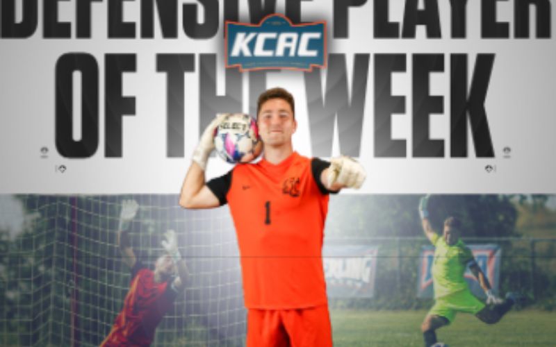 Kelly earns KCAC Men’s Soccer Defensive Player of the Week