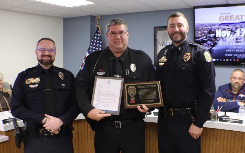 GBPD SRO Paul Millard awarded Bronze Wreath of Valor by Wichita PD