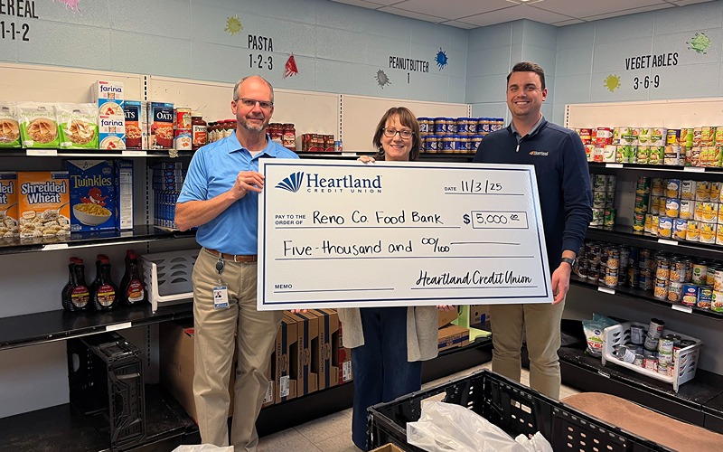 Heartland Credit Union Donates $5,000 to Reno County Food Bank, Encourages Members to Give