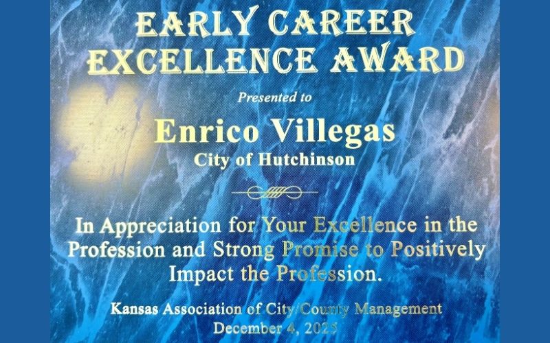 City Manager Enrico Villegas Receives Early Career Excellence Award from Kansas Association of City/County Management