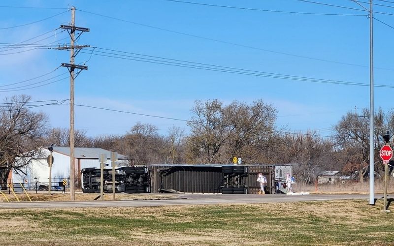 Overturned Tanker Causes Evacuations, Road Closings on West Edge of McPherson