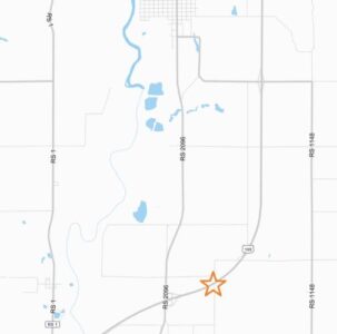 Map of US 169 south of Humboldt